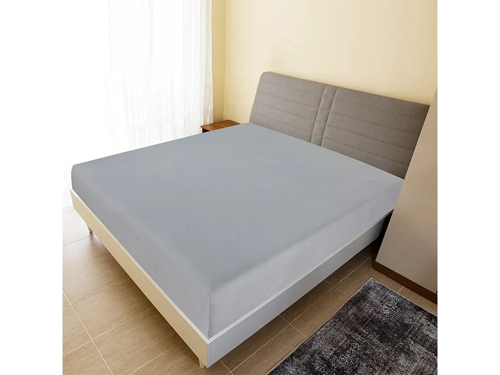 Drap-housse | Protege-matelas | Housse de matelas Jersey Gris 100x200 cm Coton