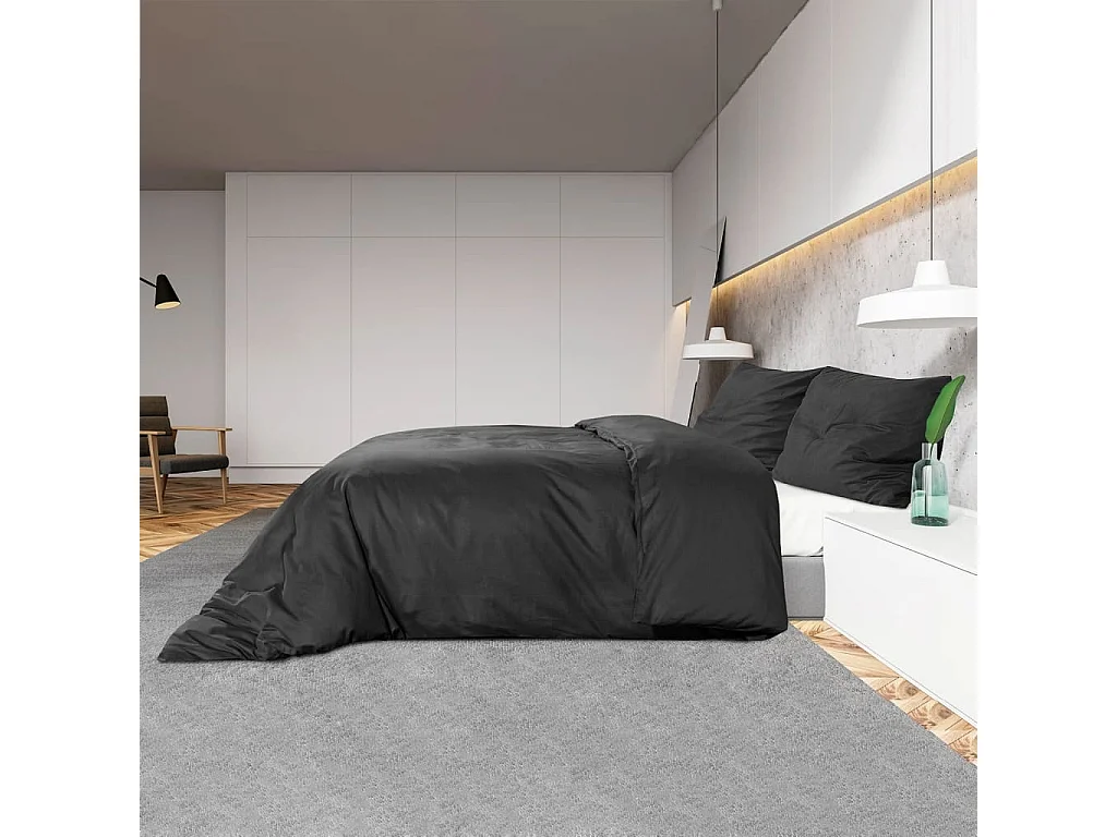 Ensemble de housse de couette | Parure de lit Noir 135x200 cm Microfibre légère