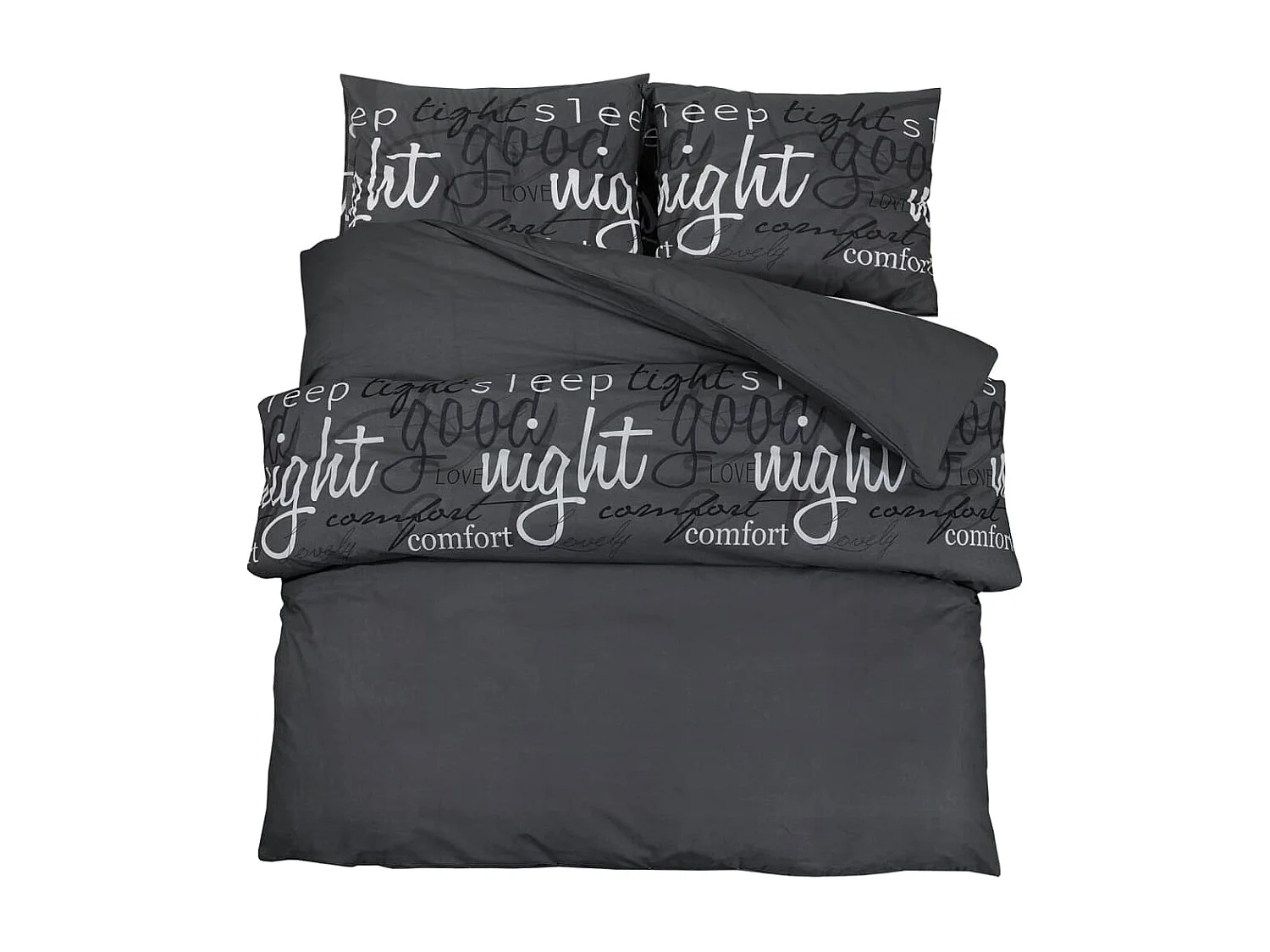 Ensemble de housse de couette | Parure de lit Noir 140x200 cm Coton