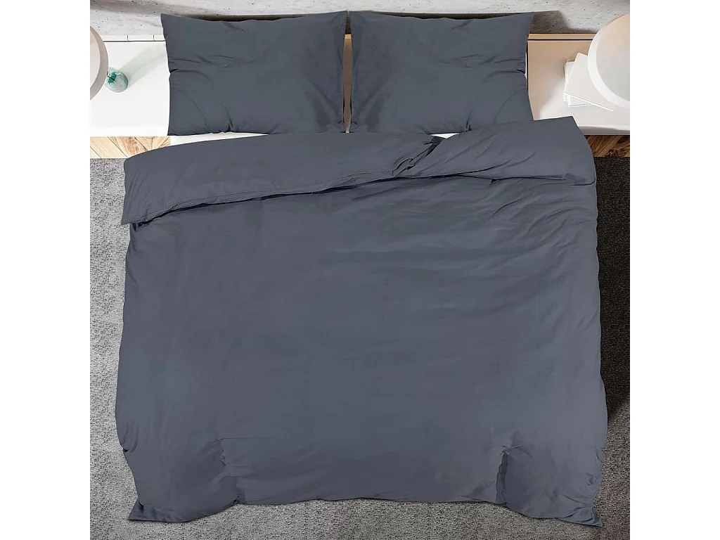 Ensemble de housse de couette | Parure de lit Anthracite 225x220 cm Microfibre