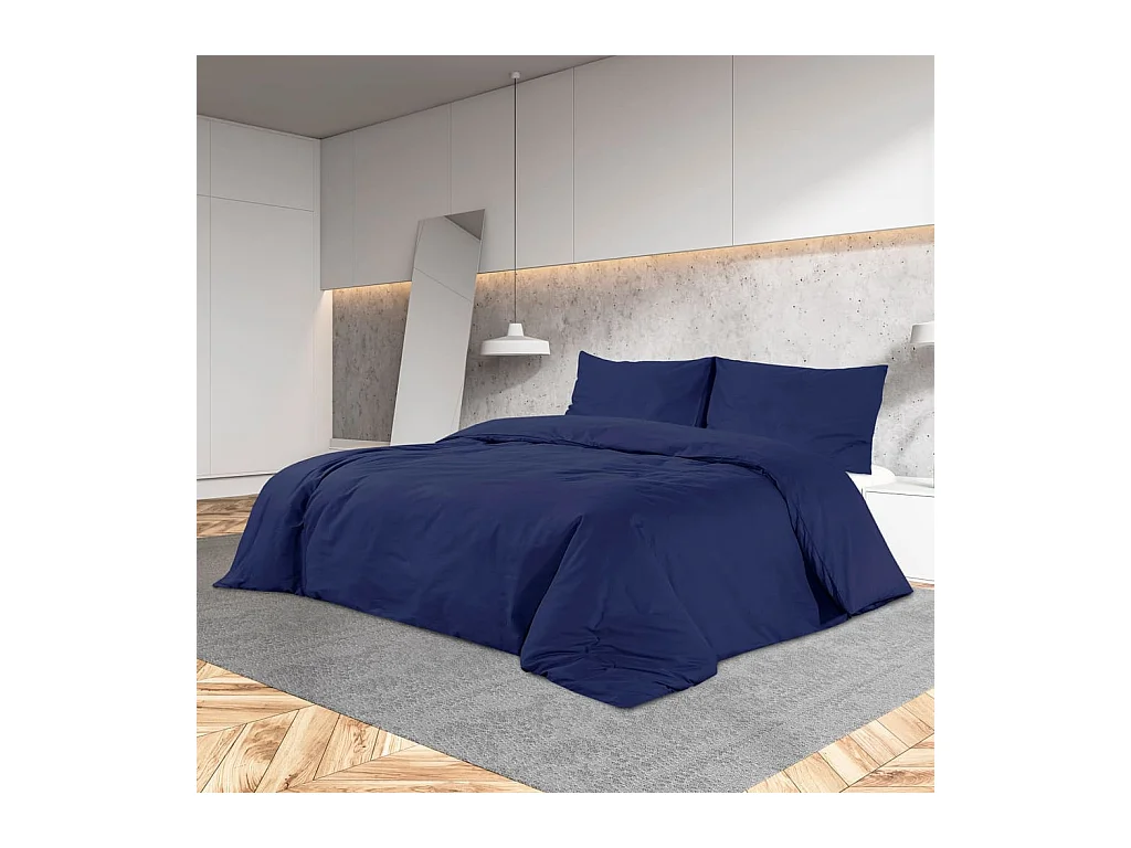 Ensemble de housse de couette | Parure de lit Bleu marine 260x220 cm Microfibre