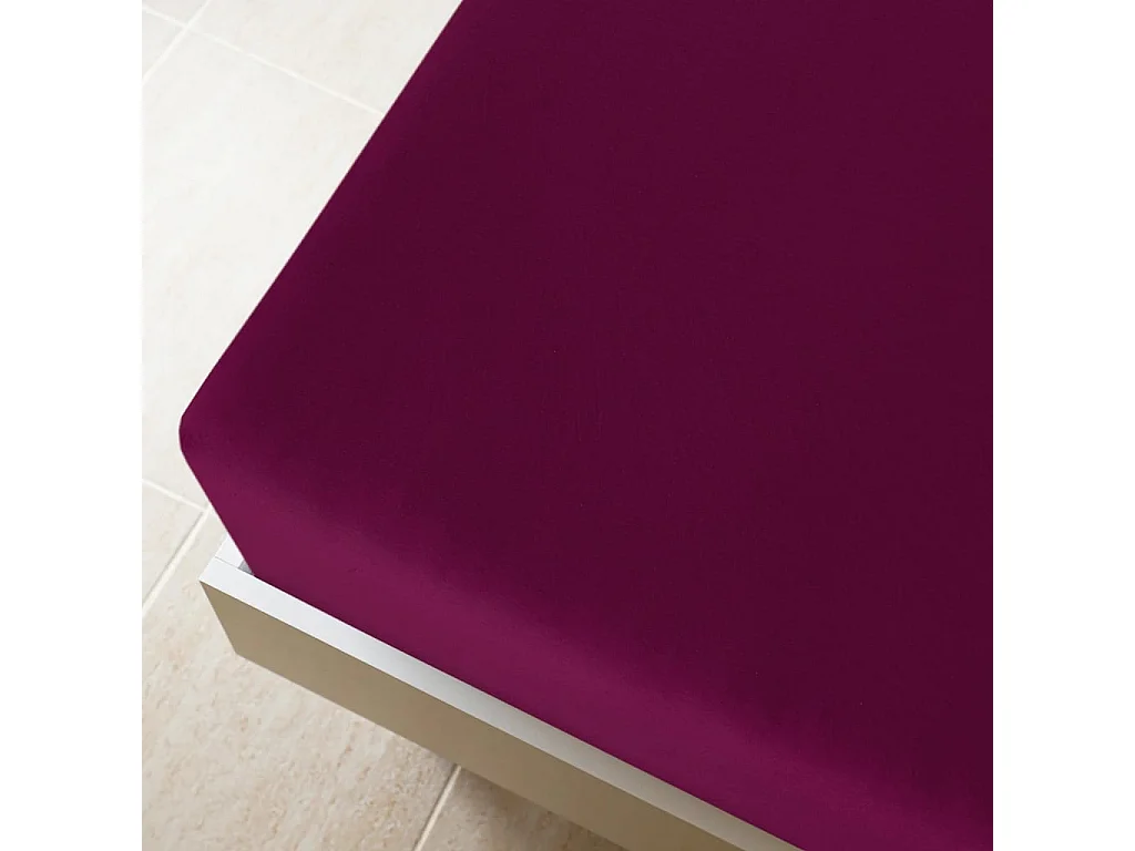 Drap-housse | Protege-matelas | Housse de matelas Jersey Bordeaux 90x200 cm Coton