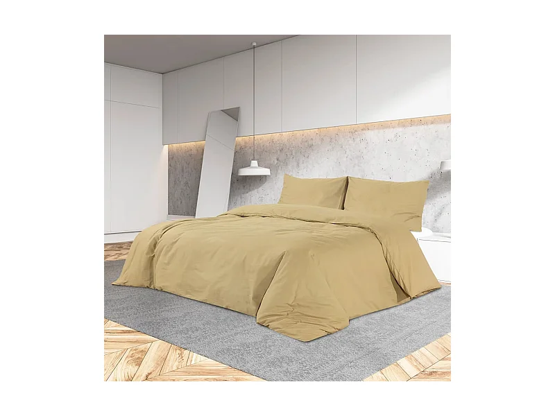 Ensemble de housse de couette | Parure de lit Taupe 225x220 cm Microfibre