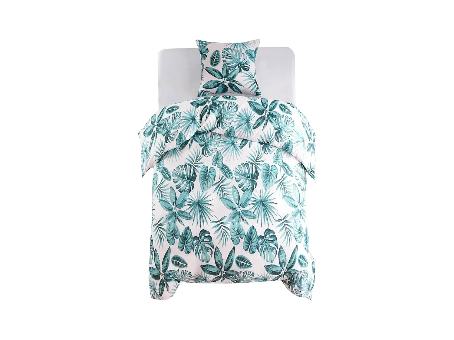 Parure de lit housse de couette feuilles vert 140x200/60x70 cm