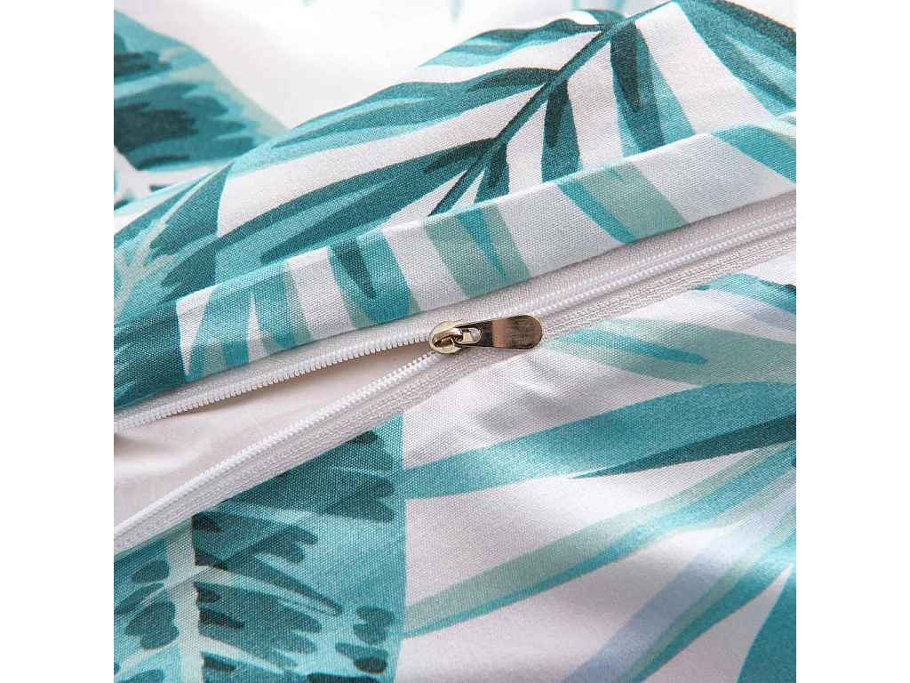 Parure de lit housse de couette feuilles vert 140x200/60x70 cm