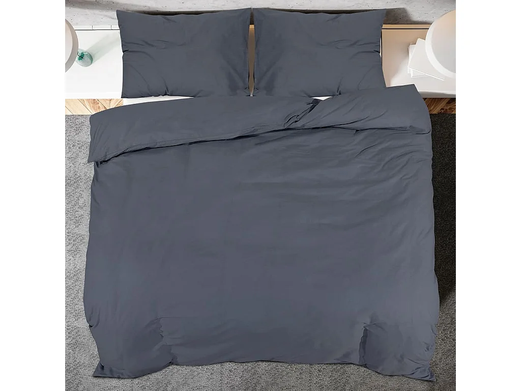 Ensemble de housse de couette | Parure de lit Anthracite 240x220 cm Microfibre