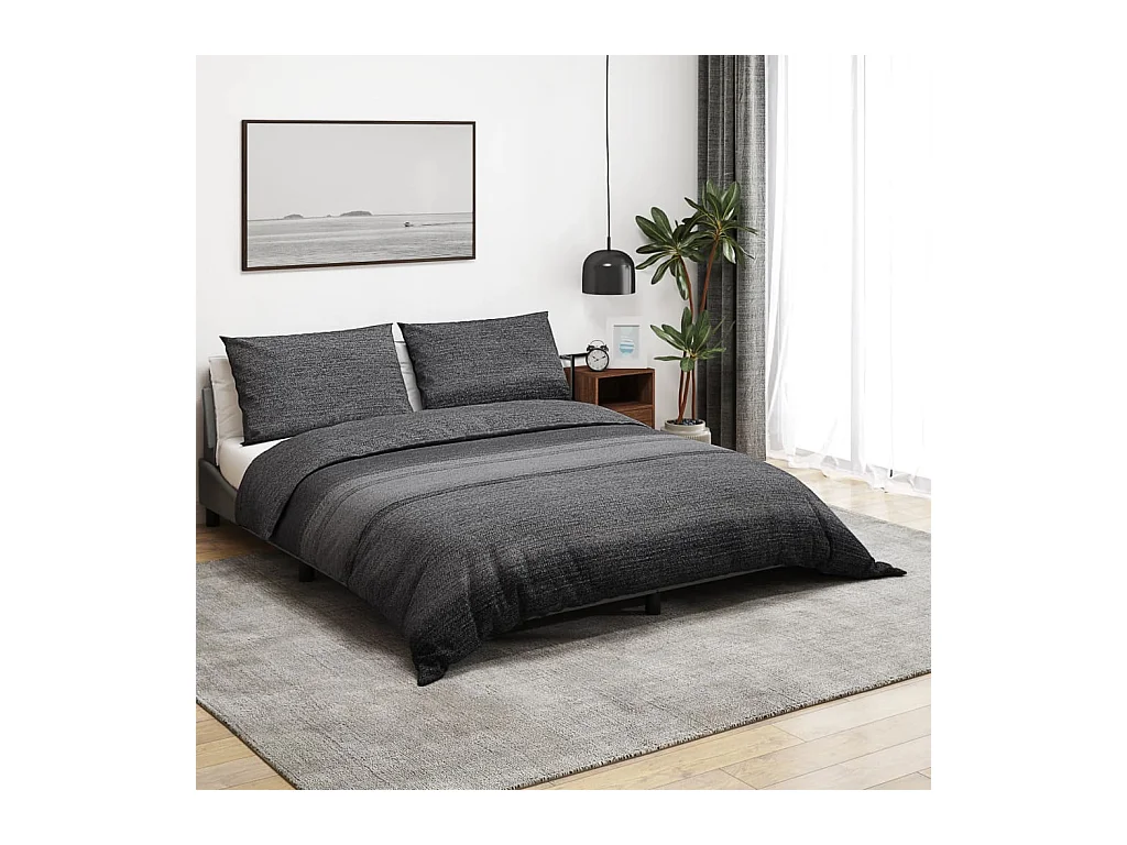 Ensemble de housse de couette | Parure de lit gris foncé 260x220 cm Coton