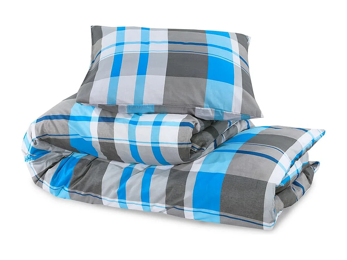 Ensemble de housse de couette | Parure de lit Bleu et gris 200x220 cm Coton