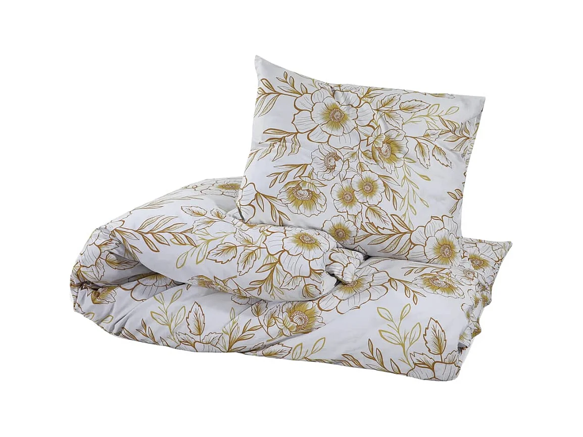 Ensemble de housse de couette | Parure de lit blanc et marron 140x200 cm Coton