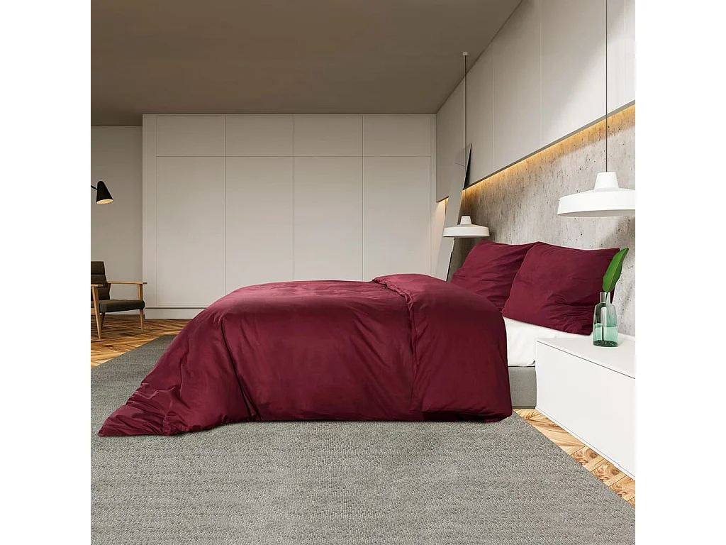 Ensemble de housse de couette | Parure de lit Bordeaux 260x220 cm Coton