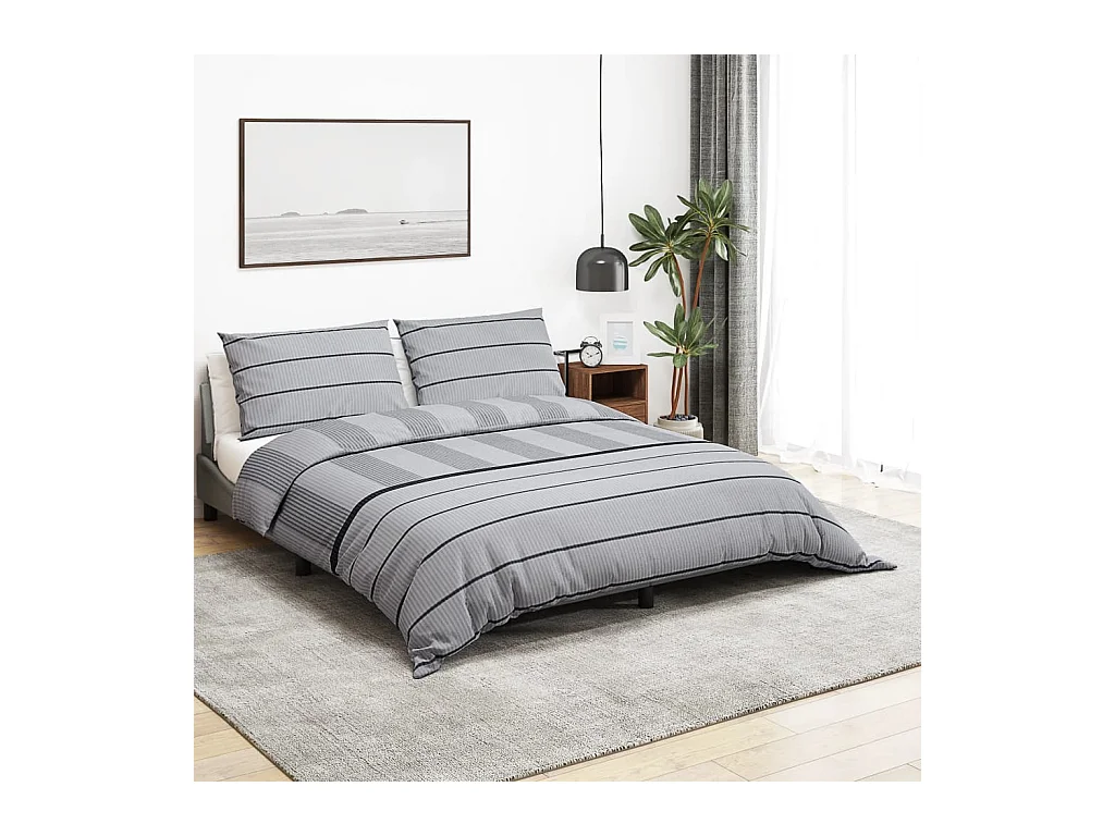 Ensemble de housse de couette | Parure de lit Gris 260x220 cm Coton