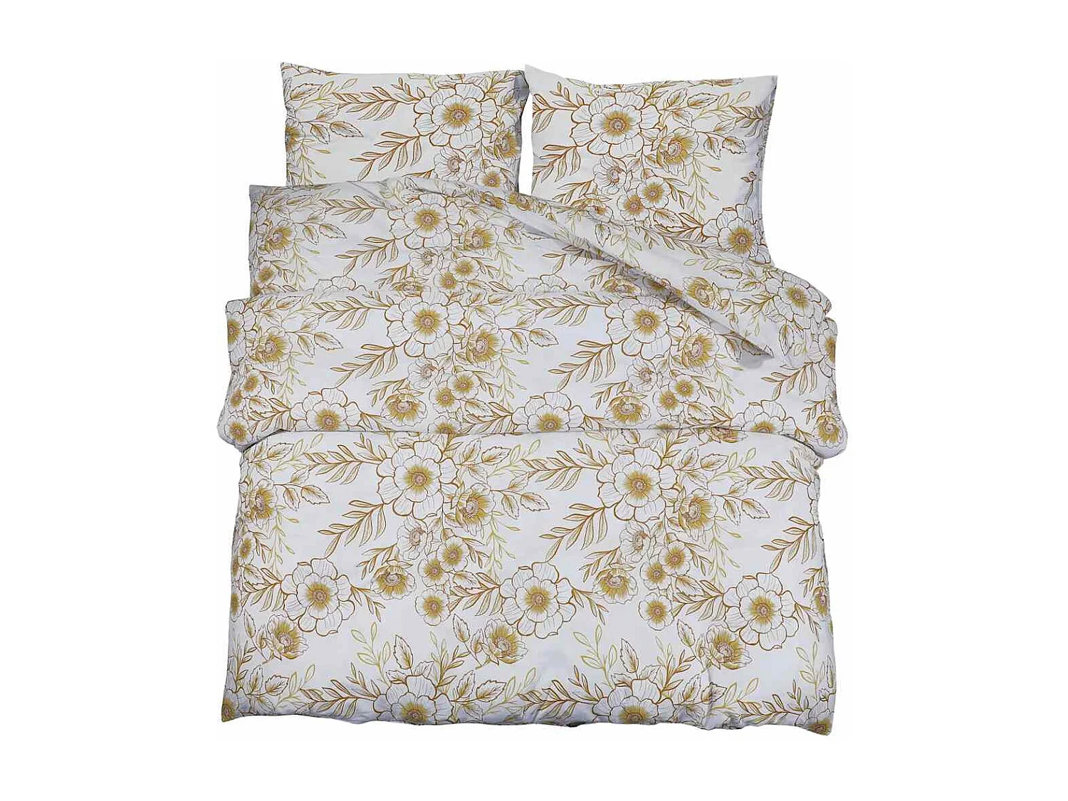 Ensemble de housse de couette | Parure de lit blanc et marron 140x200 cm Coton