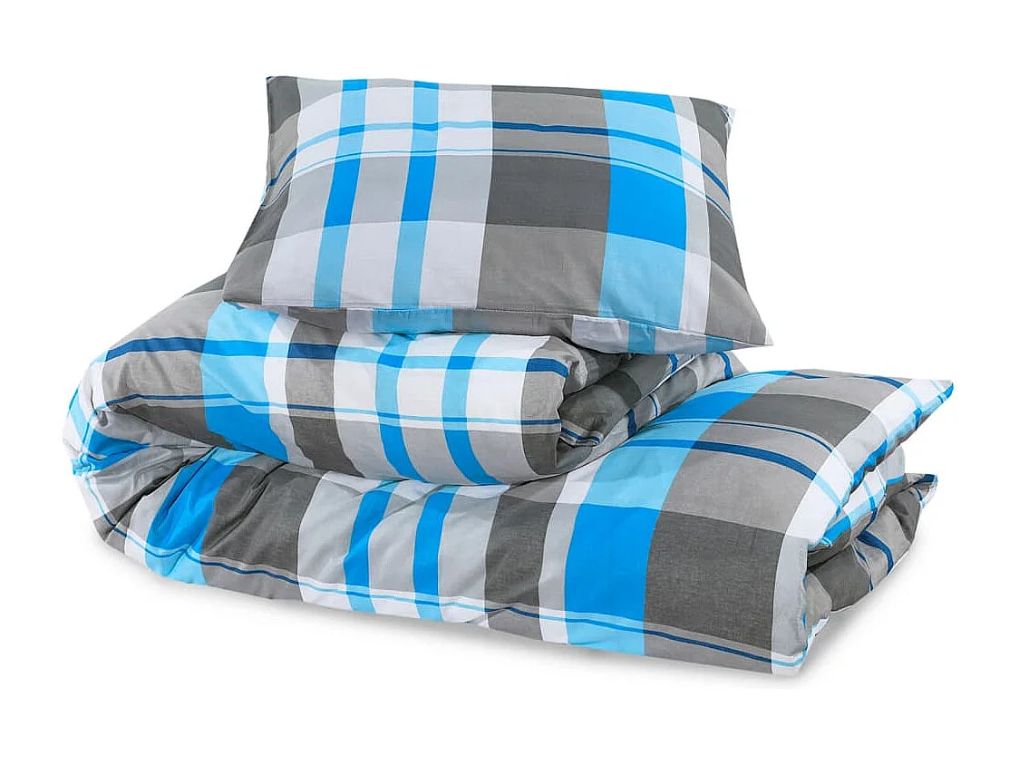 Ensemble de housse de couette | Parure de lit Bleu et gris 200x200 cm Coton