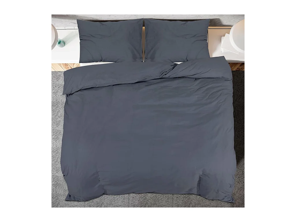 Ensemble de housse de couette | Parure de lit Anthracite 200x200 cm Coton