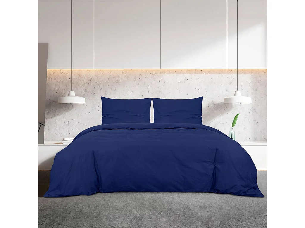 Ensemble de housse de couette | Parure de lit Bleu marine 200x200 cm Coton