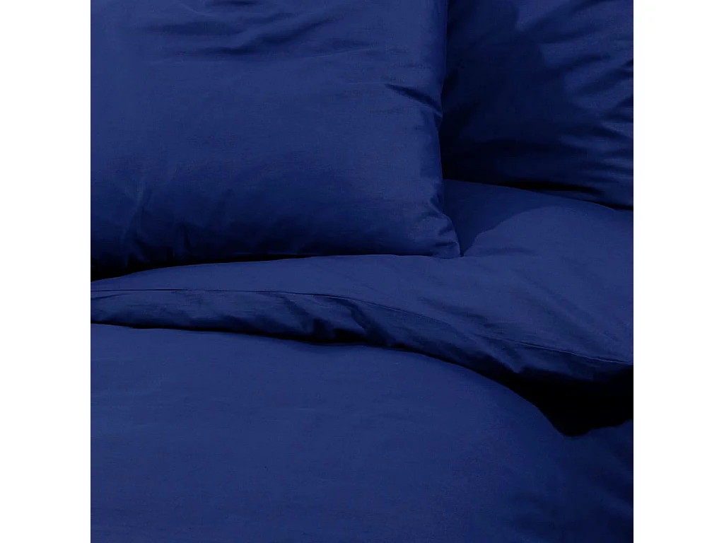 Ensemble de housse de couette | Parure de lit Bleu marine 140x200 cm Coton