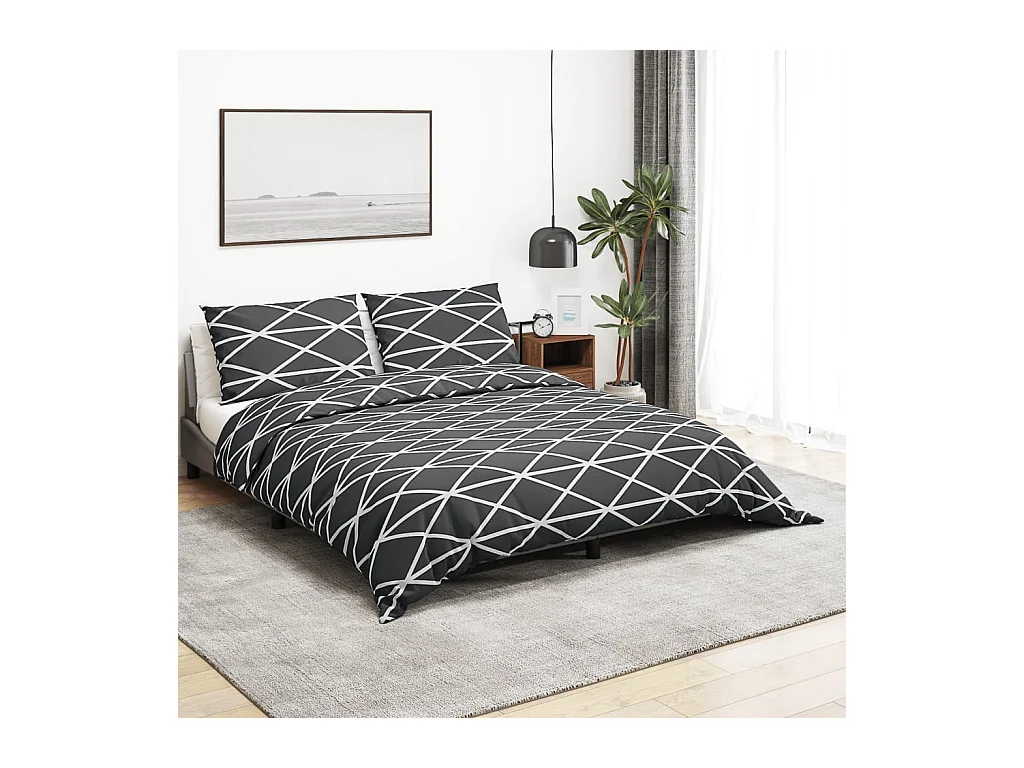 Ensemble de housse de couette | Parure de lit Gris 260x240 cm Coton