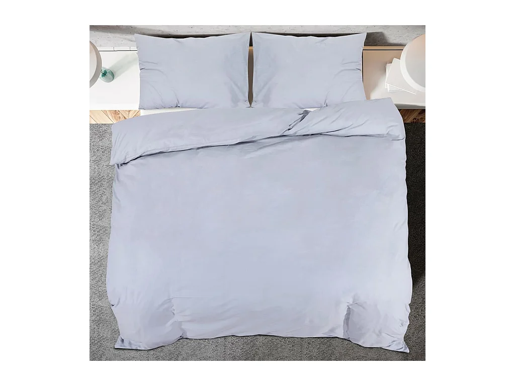 Ensemble de housse de couette | Parure de lit Gris 200x220 cm Microfibre légère