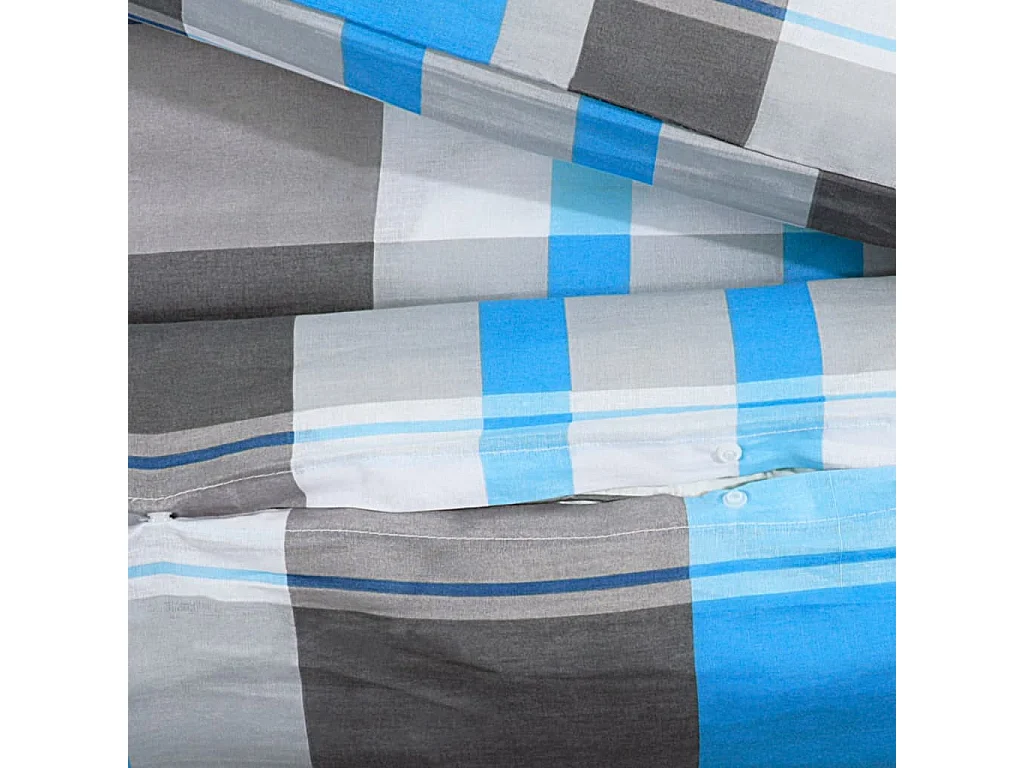 Ensemble de housse de couette | Parure de lit Bleu et gris 220x240 cm Coton