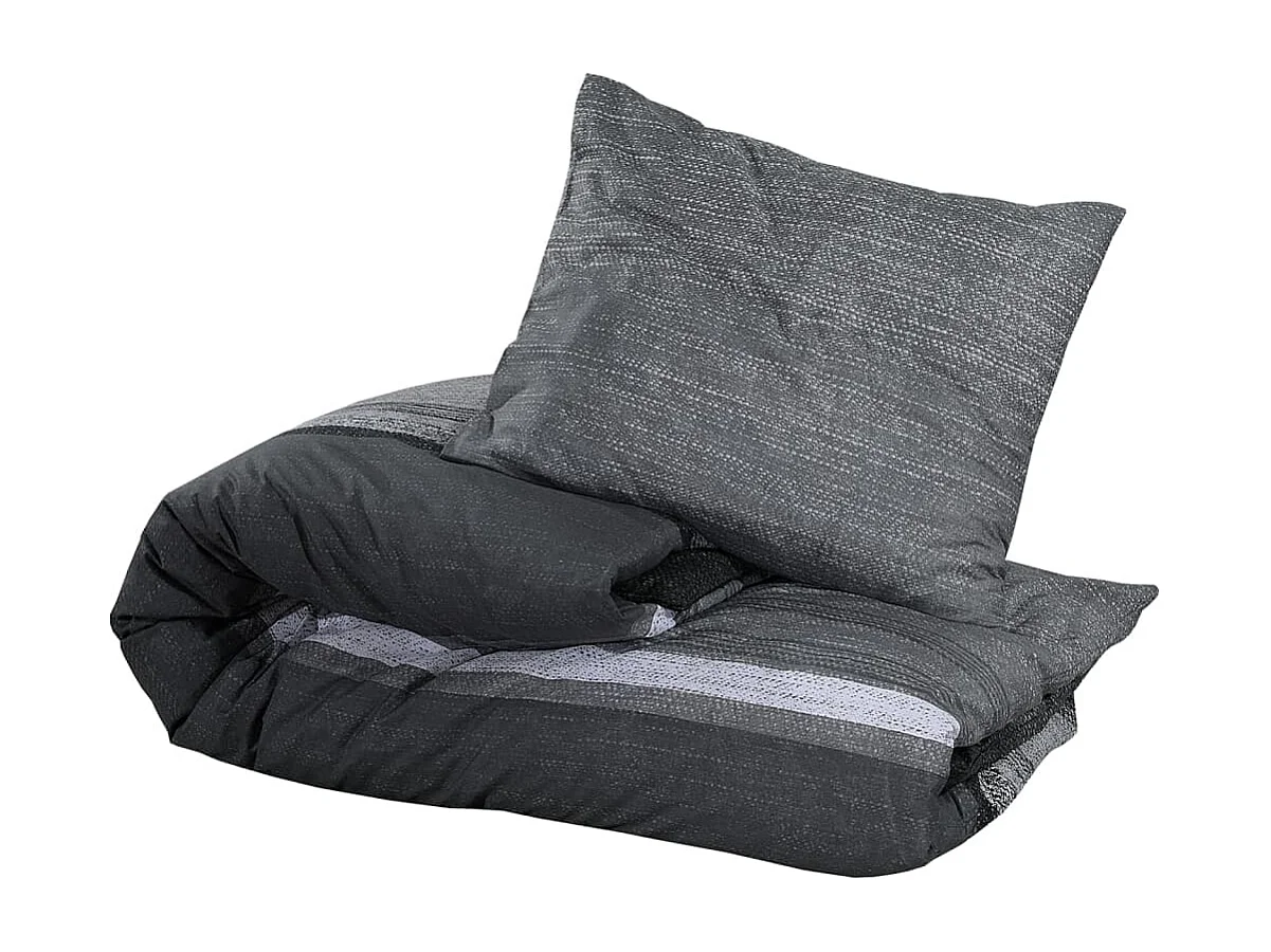 Ensemble de housse de couette | Parure de lit gris foncé 225x220 cm Coton