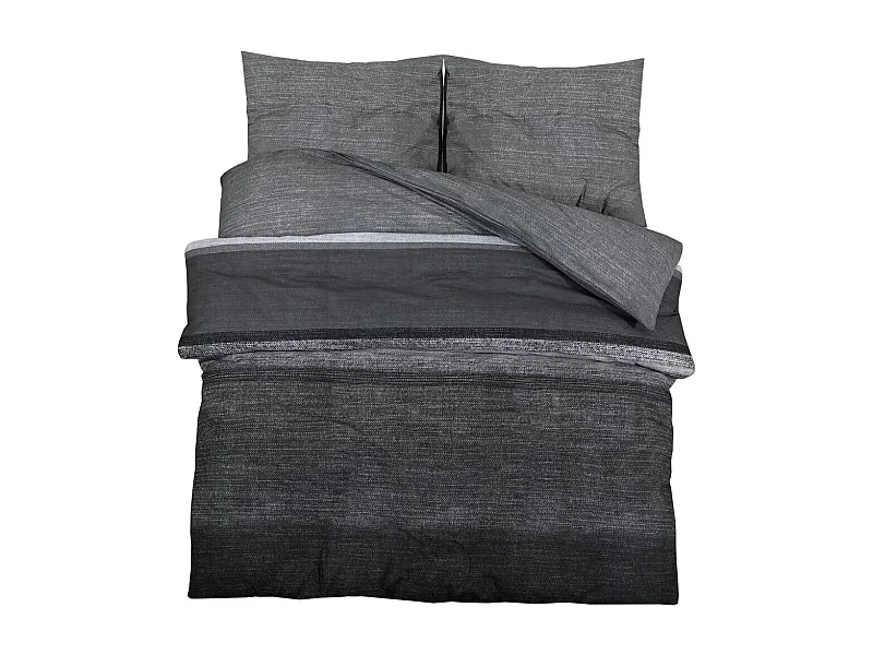 Ensemble de housse de couette | Parure de lit gris foncé 225x220 cm Coton