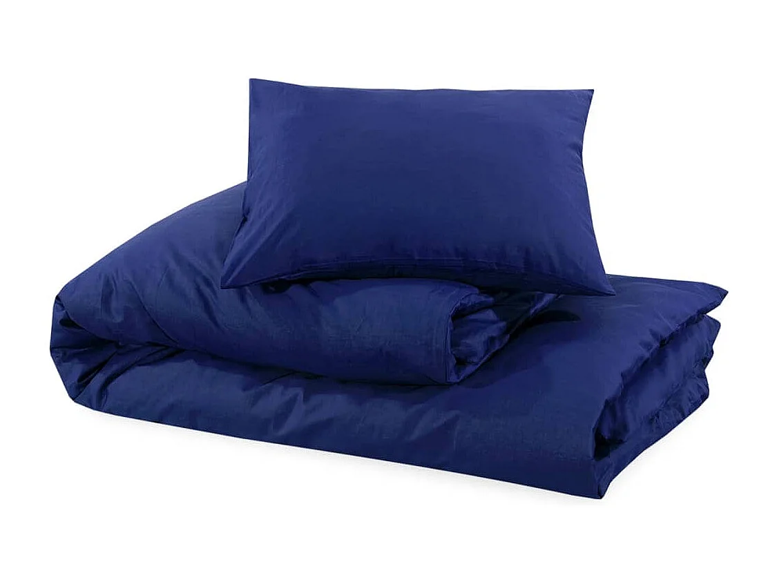 Ensemble de housse de couette | Parure de lit Bleu marine 135x200 cm Coton