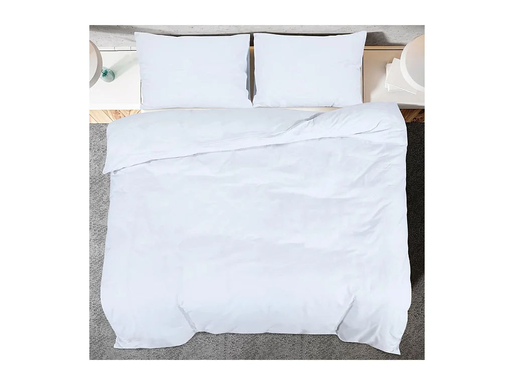 Ensemble de housse de couette | Parure de lit Blanc 200x200 cm Microfibre