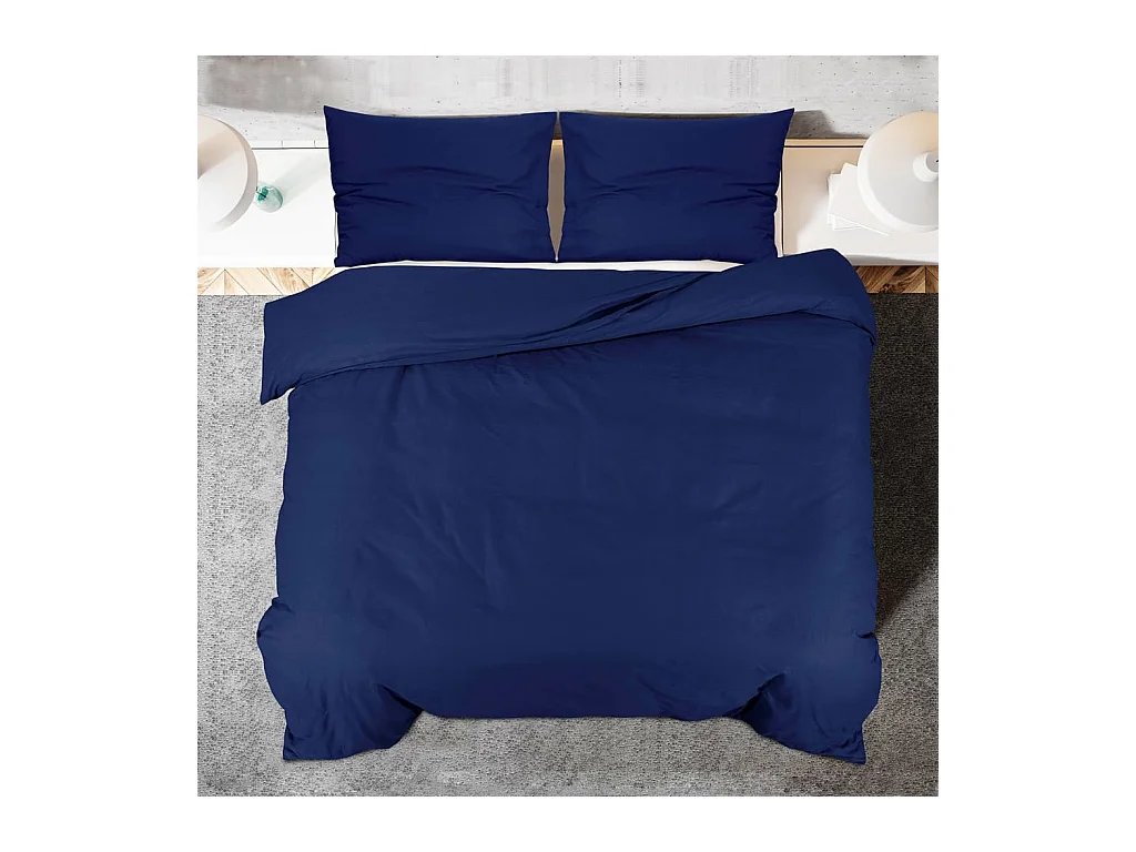 Ensemble de housse de couette | Parure de lit Bleu marine 140x200 cm Microfibre
