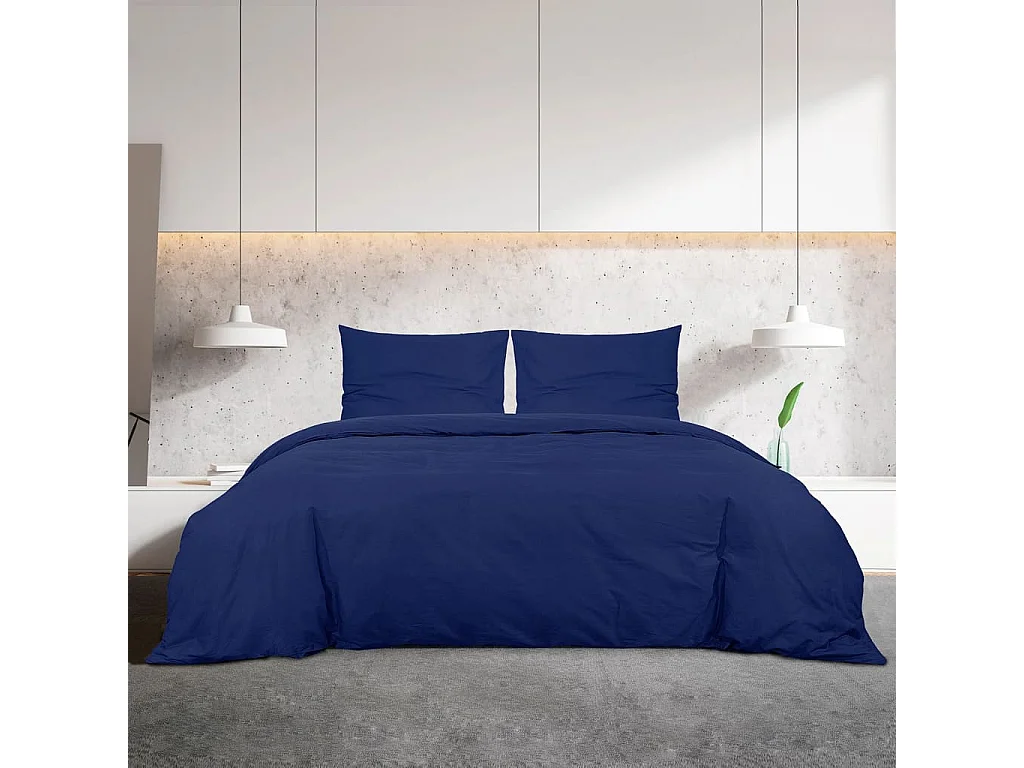 Ensemble de housse de couette | Parure de lit Bleu marine 140x200 cm Microfibre