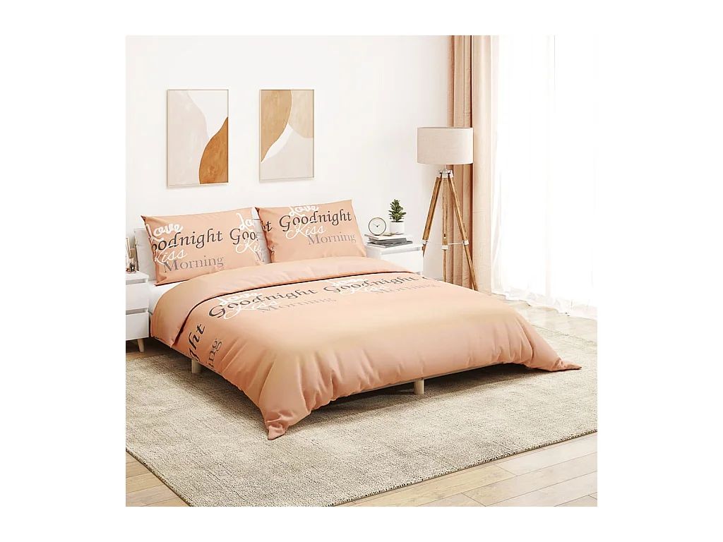 Ensemble de housse de couette | Parure de lit rose 225x220 cm Coton