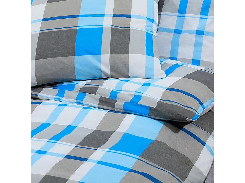 Ensemble de housse de couette | Parure de lit Bleu et gris 200x200 cm Coton