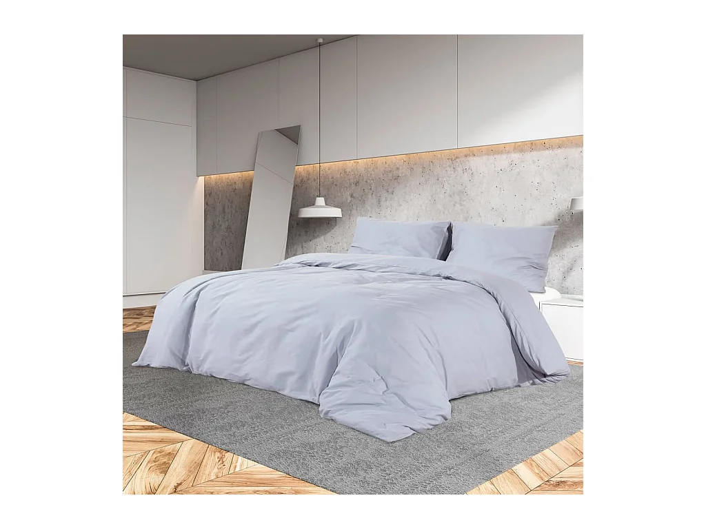Ensemble de housse de couette | Parure de lit Gris 155x220 cm Microfibre légère