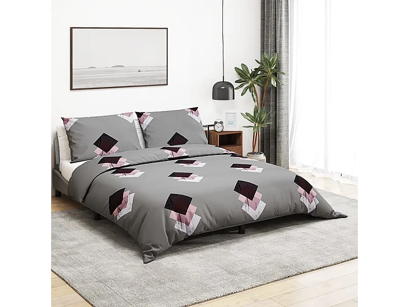 Ensemble de housse de couette | Parure de lit Gris 240x220 cm Coton
