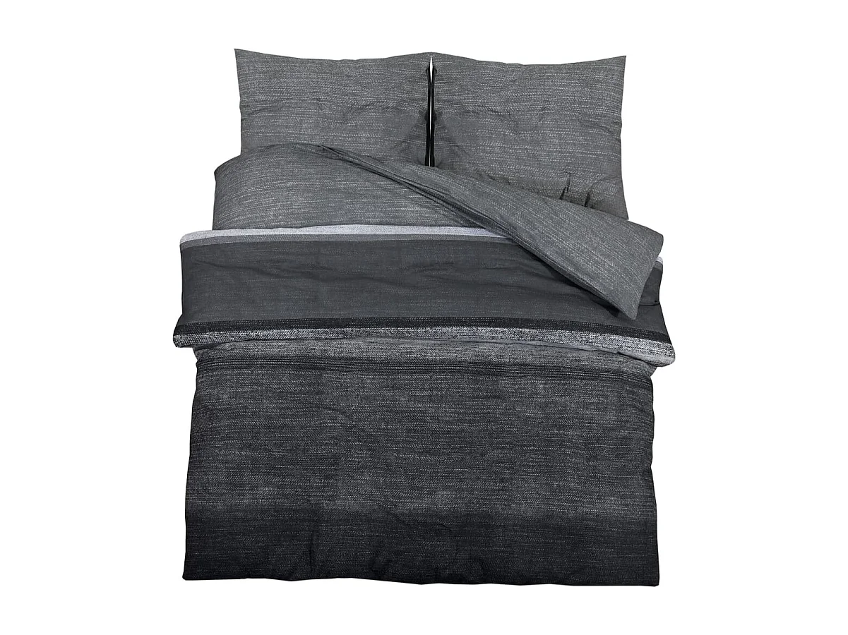 Ensemble de housse de couette | Parure de lit gris foncé 200x200 cm Coton