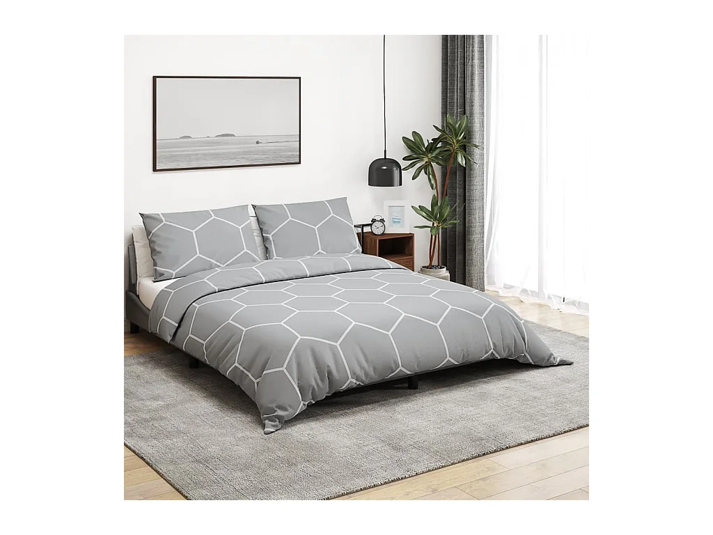 Ensemble de housse de couette | Parure de lit Gris 240x220 cm Coton