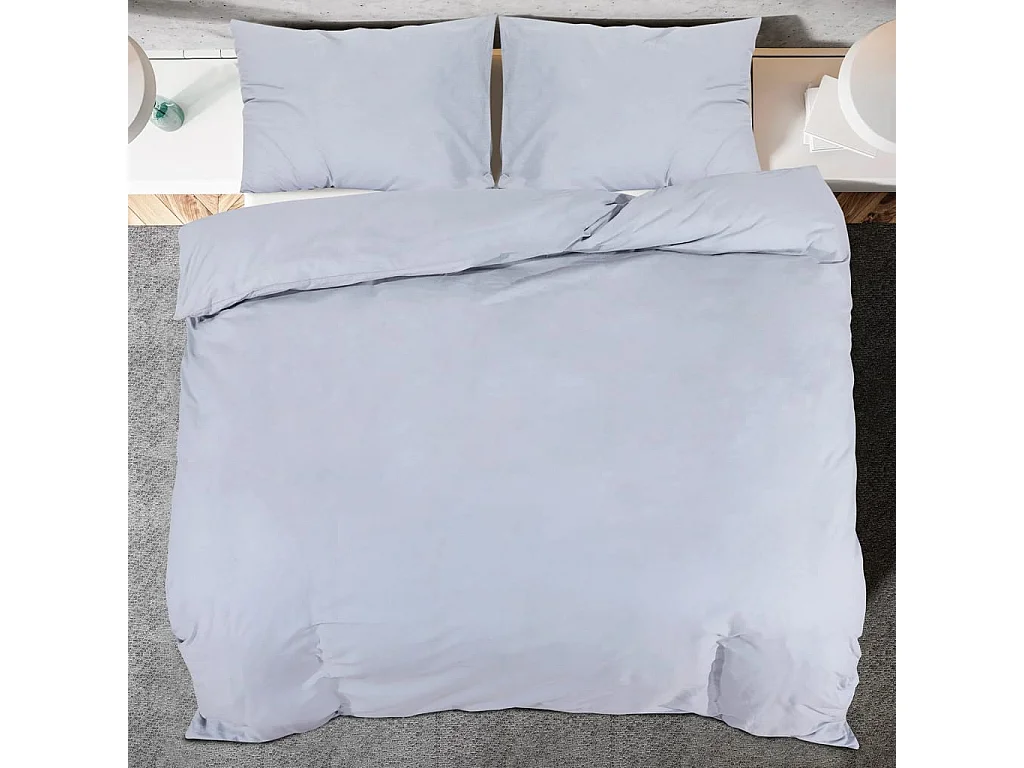 Ensemble de housse de couette | Parure de lit Gris 200x220 cm Coton