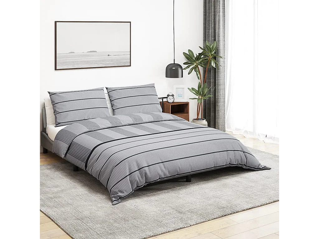Ensemble de housse de couette | Parure de lit Gris 140x200 cm Coton