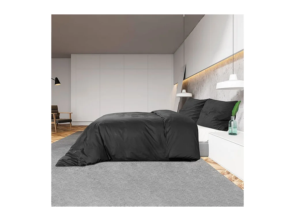 Ensemble de housse de couette | Parure de lit Noir 200x200 cm Microfibre légère