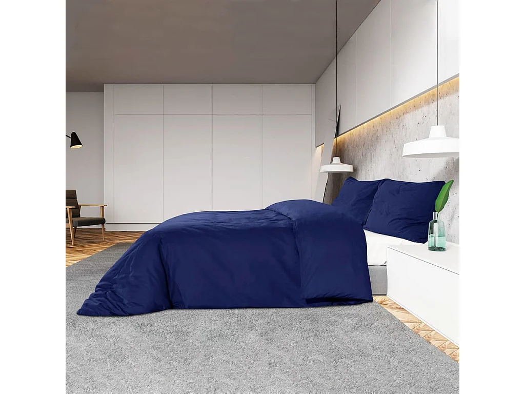 Ensemble de housse de couette | Parure de lit Bleu marine 140x200 cm Microfibre
