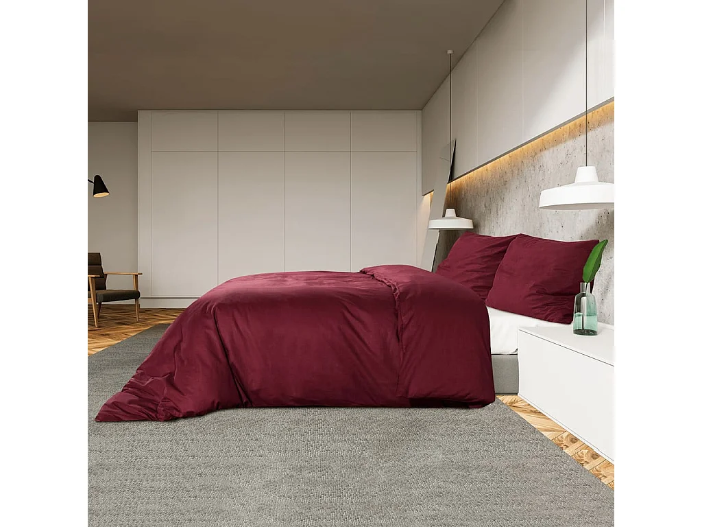 Ensemble de housse de couette | Parure de lit Bordeaux 140x200 cm Microfibre