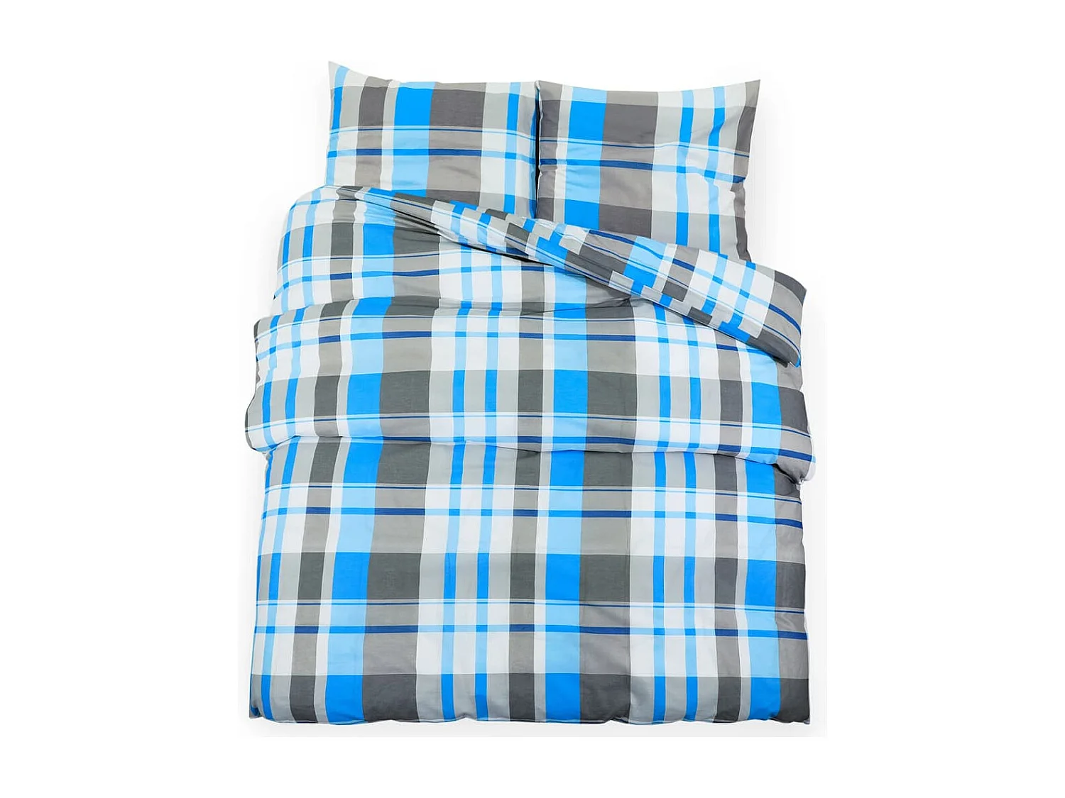 Ensemble de housse de couette | Parure de lit Bleu et gris 240x220 cm Coton