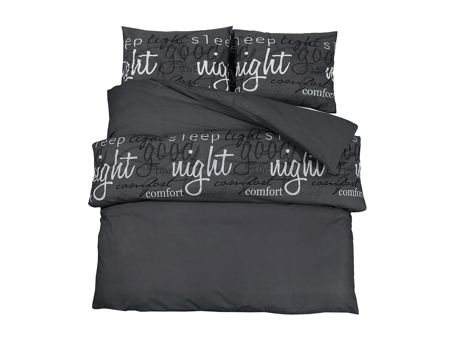 Ensemble de housse de couette | Parure de lit Noir 135x200 cm Coton