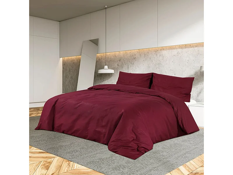 Ensemble de housse de couette | Parure de lit Bordeaux 135x200 cm Microfibre