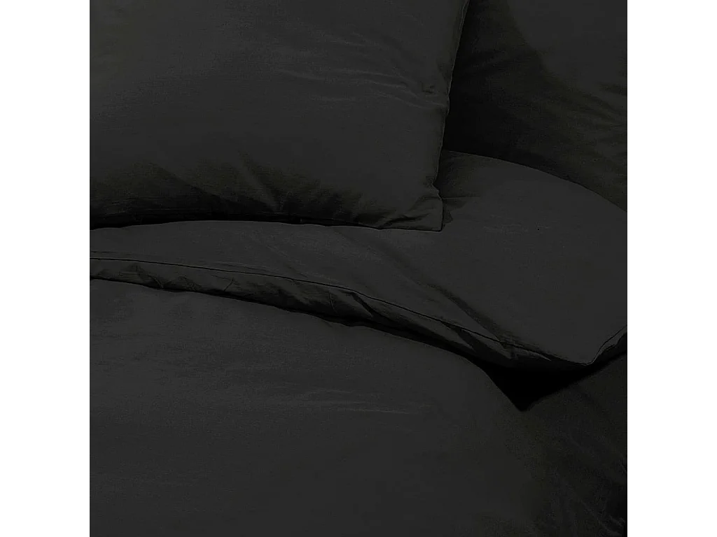Ensemble de housse de couette | Parure de lit Noir 155x220 cm Microfibre légère