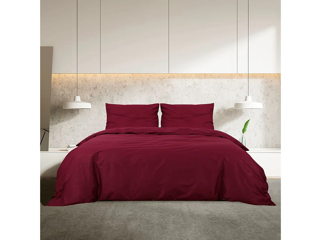 Ensemble de housse de couette | Parure de lit Bordeaux 140x200 cm Coton