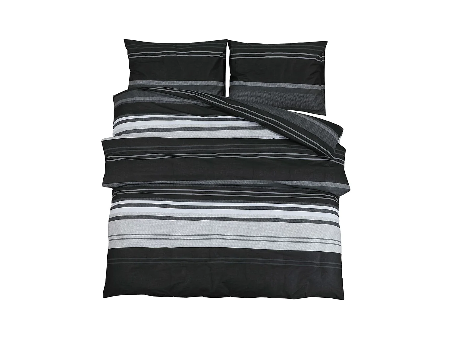 Ensemble de housse de couette | Parure de lit noir et blanc 200x200 cm Coton