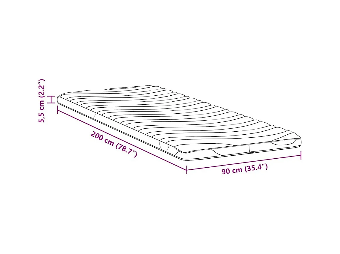 Surmatelas  | Coussins de Matelas | Couvre-matelas Blanc 90 x 200 cm Polyester sans colle