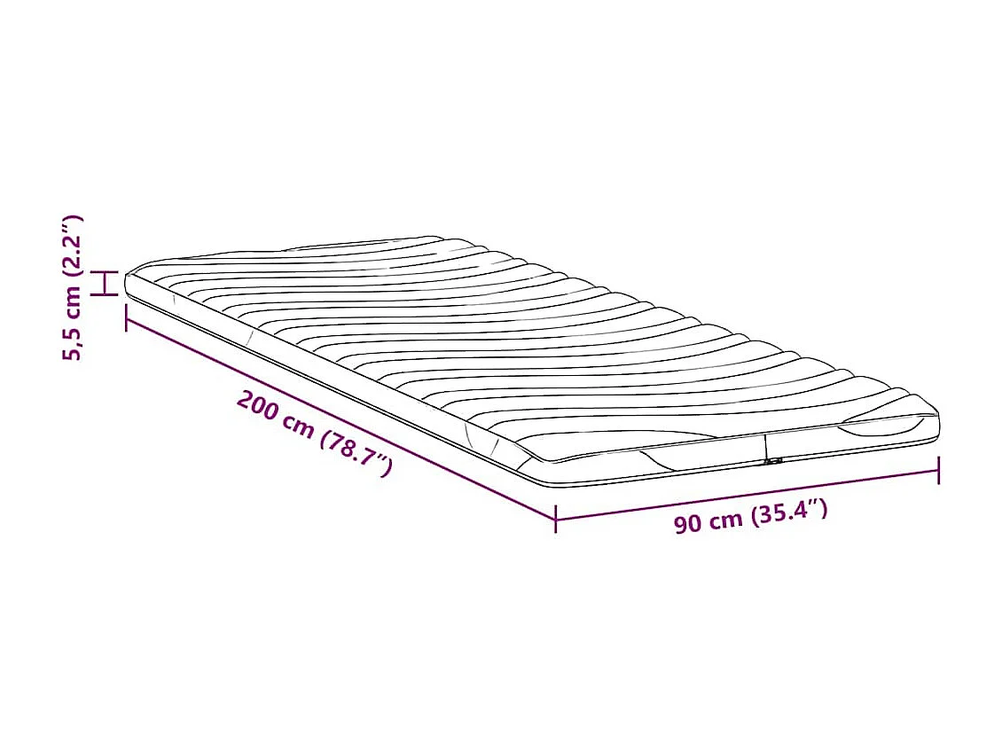 Surmatelas  | Coussins de Matelas | Couvre-matelas Blanc 90 x 200 cm Polyester sans colle