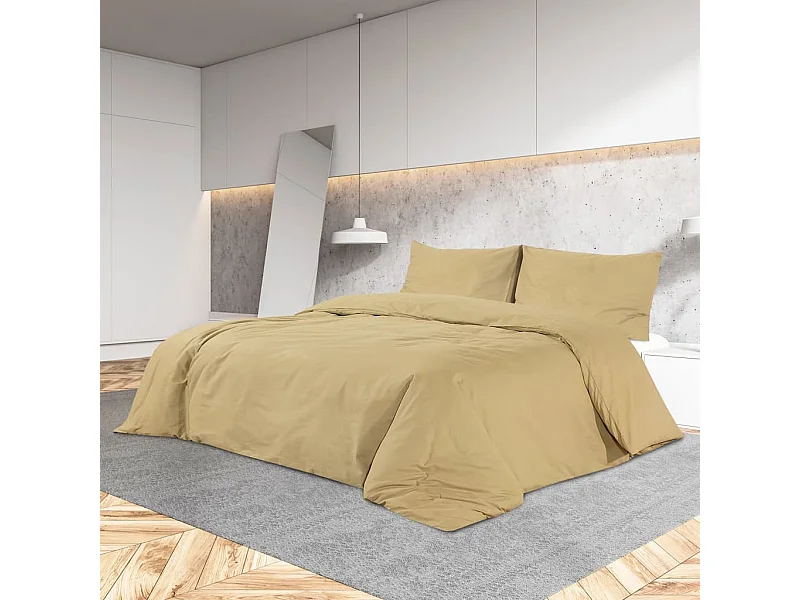 Ensemble de housse de couette | Parure de lit Taupe 135x200 cm Coton