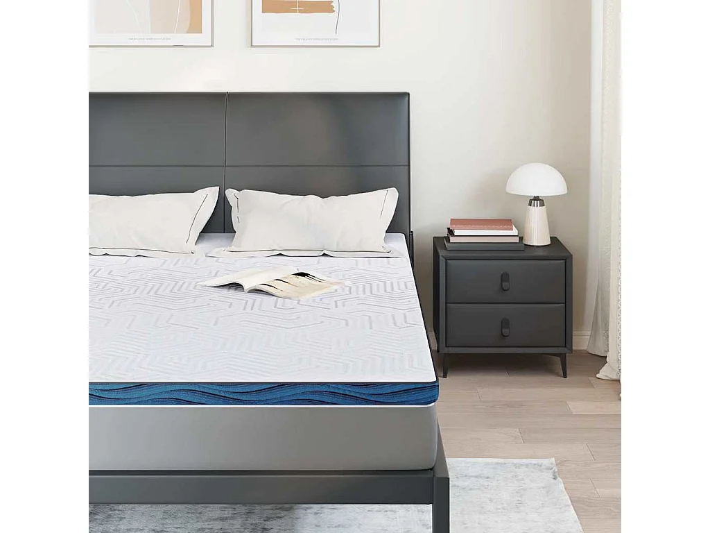 Surmatelas  | Coussins de Matelas | Couvre-matelas Blanc et Bleu 140 x 190 cm